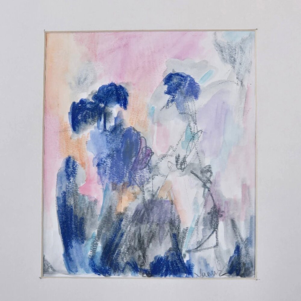 Original Watercolor Painting Hand Signed Varaz Contemporary Modern Art New